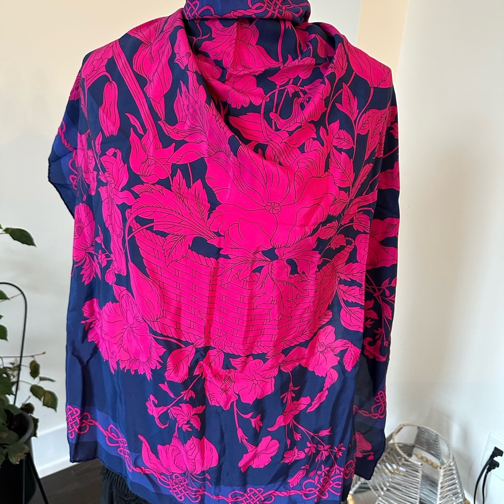 Floral Pink and Blue Scarf